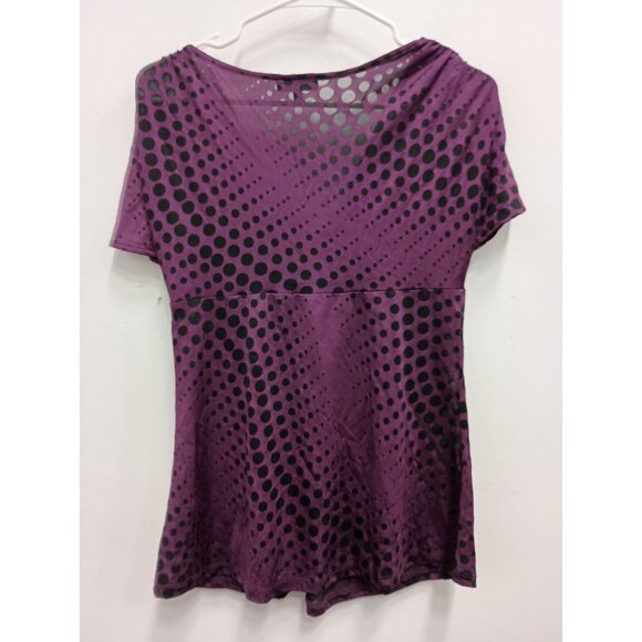 VTG Y2K Express Babydoll Top Womens Medium Black Purple Burnout Polka Dot Grunge - Picture 10 of 12